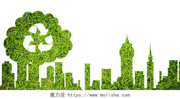 绿色清新城市树企业年会展板背景